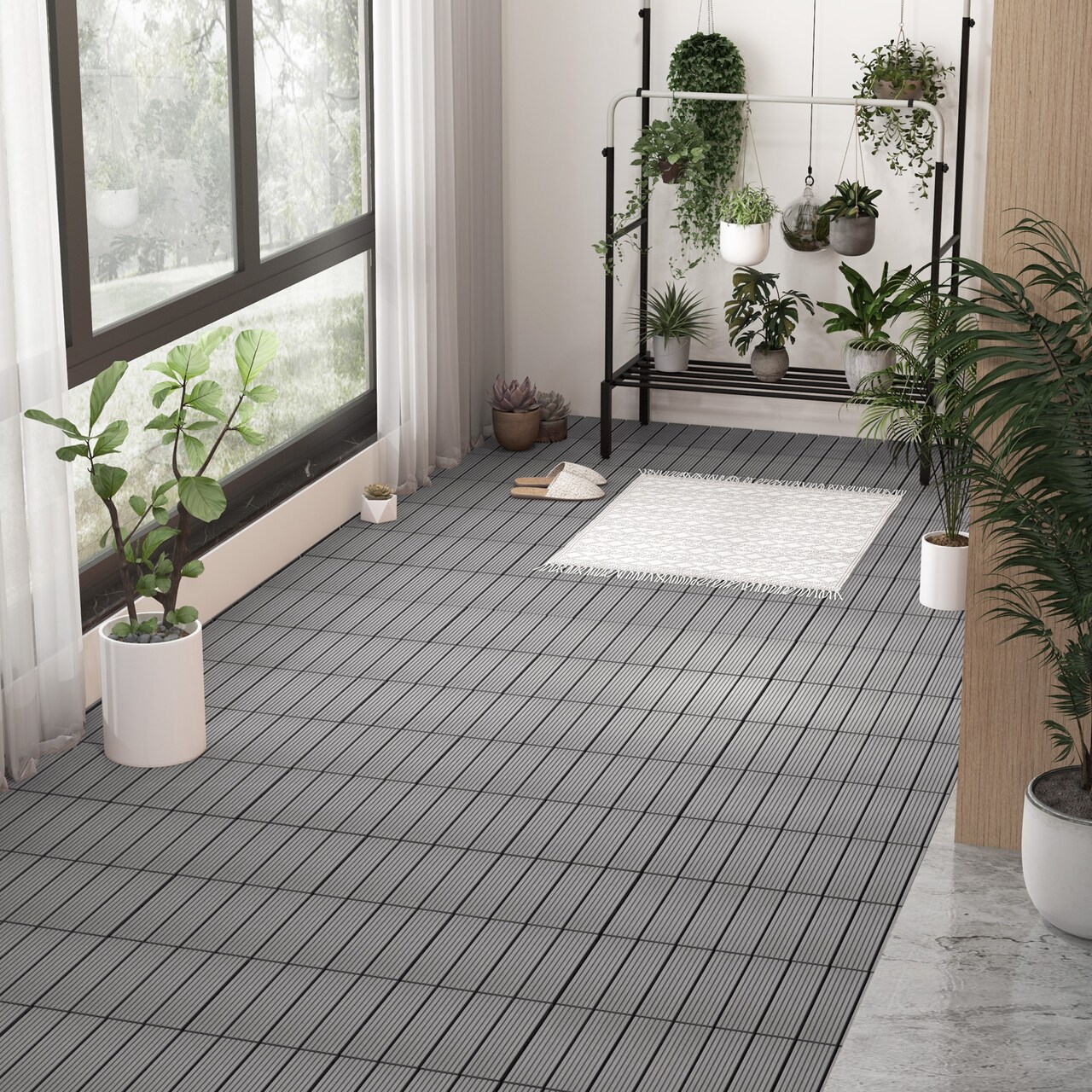 18 Piece All Weather Interlocking Deck Tiles Perfect for Splicing Area